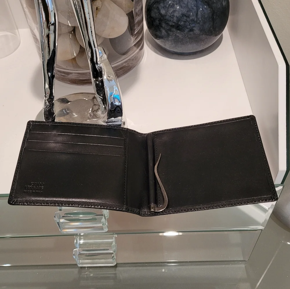GIANNI VERSACE MEN'S MONEY CLIP 100 ITALIAN LEATHER, MADE IN ITALY